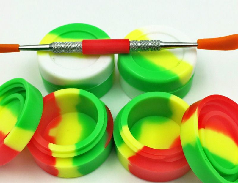Silicone-Jar-Container-1-Pad-1-Silver-Tool-with-Silicone-Tips-Dab-Nonstick-Non-Stick-Oil